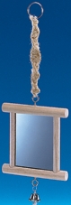 Holzspiegel mit Seil und Glocke, 10 x 10cm