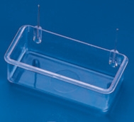 Futternapf, transparent, mit Drahtbügel, 10cm